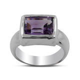 Amethyst Cut Gemstone Designer Silver Ring