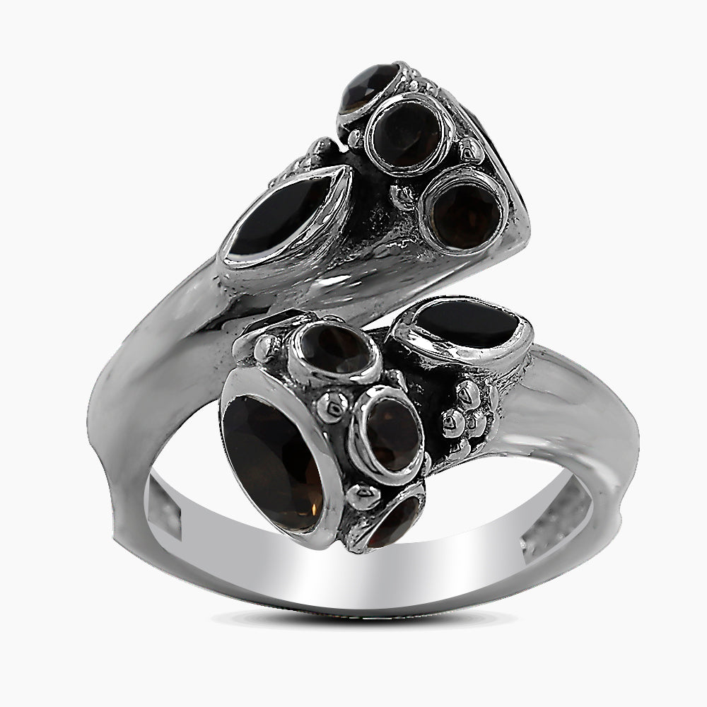 Smoky Quartz Gemstone Silver Rings