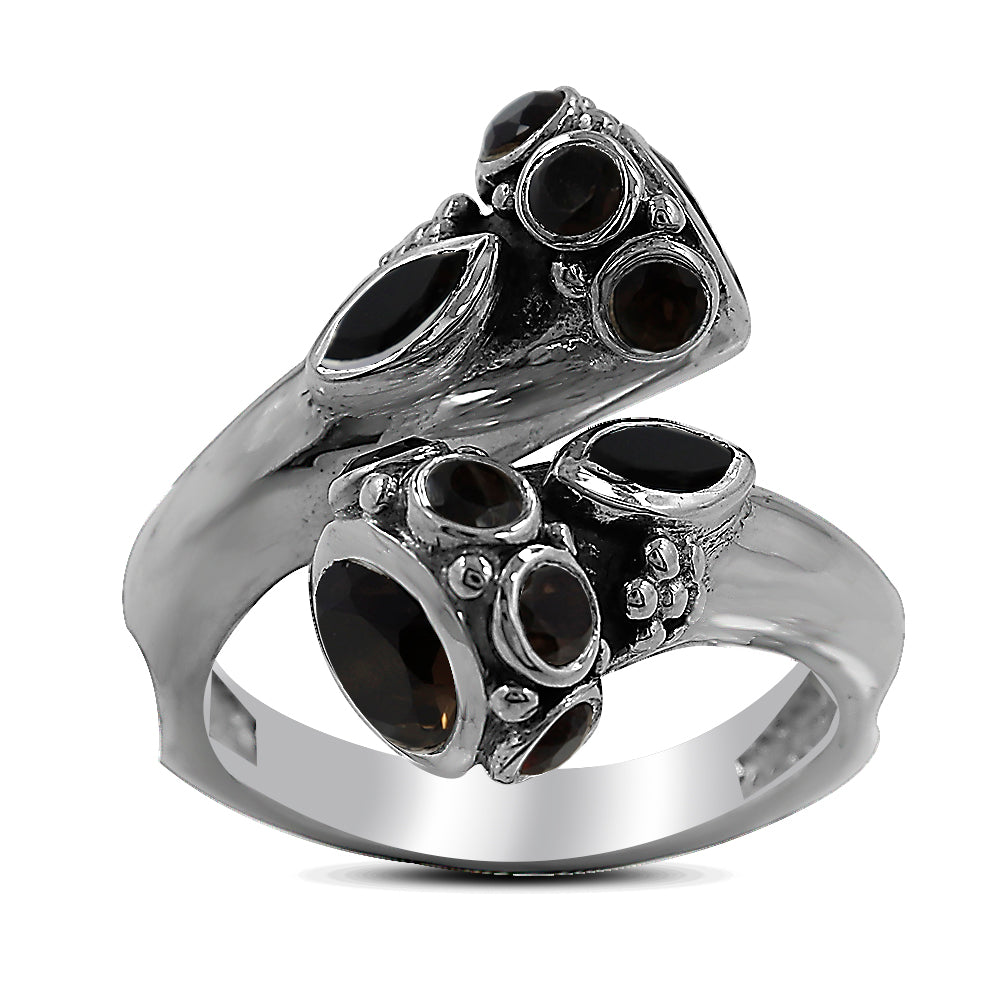 Smoky Quartz Gemstone Silver Rings