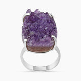 Amethyst Druzy Silver Rings