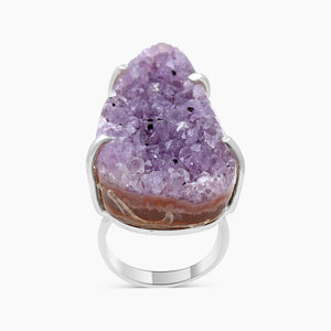 Amethyst Druzy Silver Rings