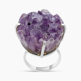 Amethyst Druzy Silver Rings