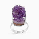 Amethyst Druzy Silver Rings