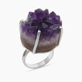 Amethyst Druzy Silver Rings
