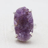 Amethyst Druzy Silver Rings