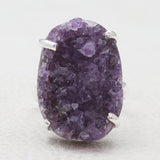 Amethyst Druzy Silver Rings