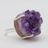 Amethyst Druzy Silver Rings