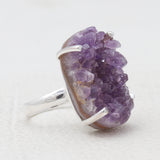 Amethyst Druzy Silver Rings