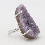 Amethyst Druzy Silver Rings