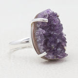 Amethyst Druzy Silver Rings