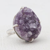 Amethyst Druzy Silver Rings