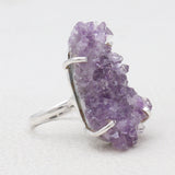 Amethyst Druzy Silver Rings