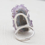 Amethyst Druzy Silver Rings