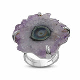 Large Amethyst Slice For women's Silver Jewelry