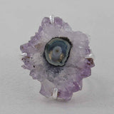 Large Amethyst Slice For women's Silver Jewelry