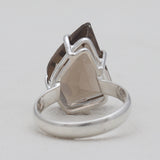 Checker Cut Smoky Quartz Silver Rings