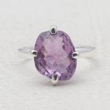 Natural Amethyst Silver Rings