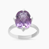 Natural Amethyst Silver Rings