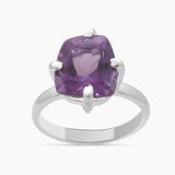 Natural Amethyst Silver Rings