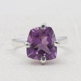Natural Amethyst Silver Rings