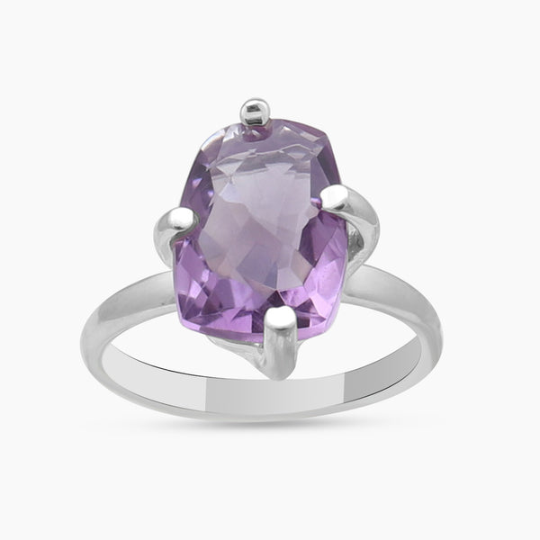 Natural Amethyst Silver Rings