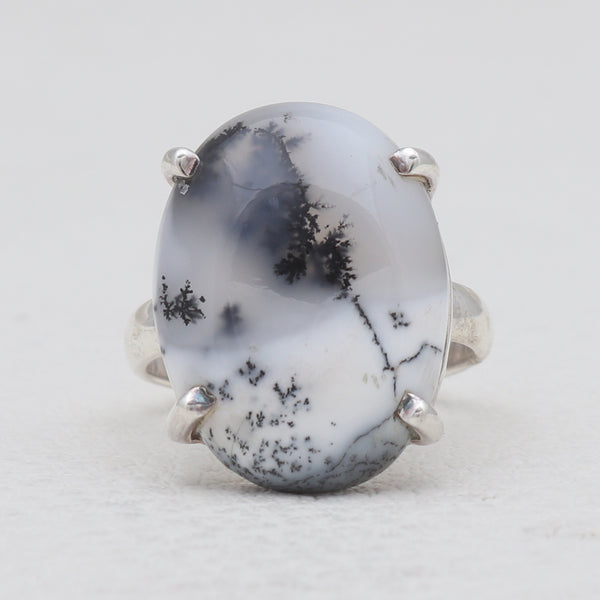 Natural Dendritic Opal 925 Sterling Silver Rings