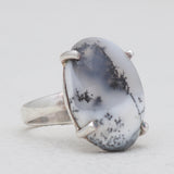 Natural Dendritic Opal 925 Sterling Silver Rings