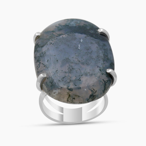 925 Sterling Silver Moss Agate Rings