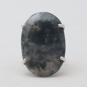 925 Sterling Silver Moss Agate Rings