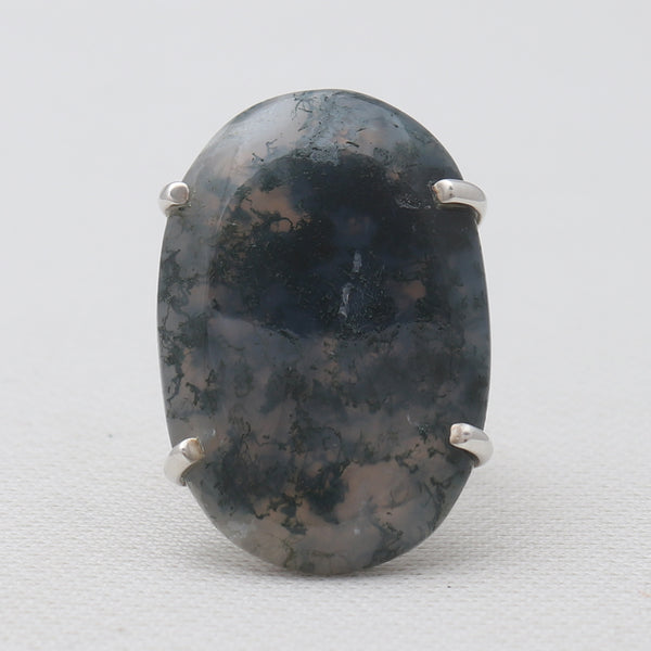 925 Sterling Silver Moss Agate Rings