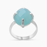 Blue Chalcedony Silver Rings