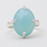 Blue Chalcedony Silver Rings