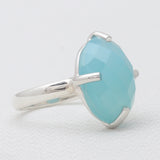 Blue Chalcedony Silver Rings