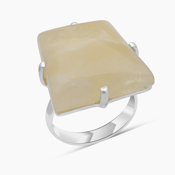 Honey Calcite Silver Rings