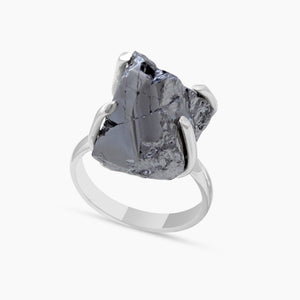 Natural Silicon Rough Stone Prong Set Silver Rings