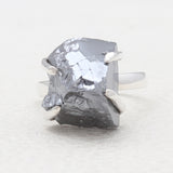 Natural Silicon Rough Stone Prong Set Silver Rings