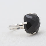 Checker Cut Black Tourmaline Rings