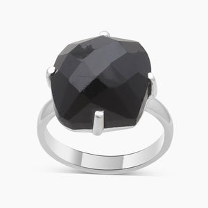 Checker Cut Black Tourmaline Rings