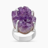 Amethyst Druzy Silver Ring