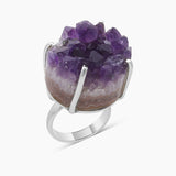 Amethyst Druzy Silver Rings