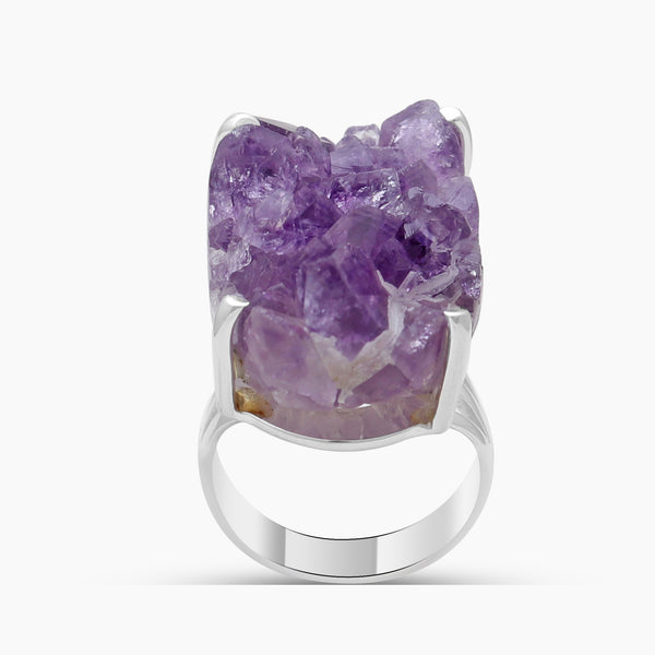 Amethyst Druzy Silver Ring
