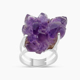 Amethyst Druzy Silver Rings