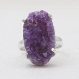 Amethyst Druzy Silver Rings