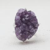 Amethyst Druzy Silver Rings