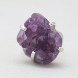 Amethyst Druzy Silver Ring