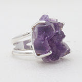Amethyst Druzy Silver Rings