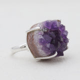 Amethyst Druzy Silver Rings