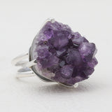 Amethyst Druzy Silver Rings