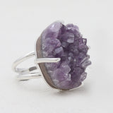 Amethyst Druzy Silver Rings