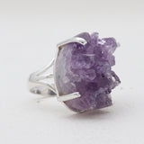 Amethyst Druzy Silver Ring